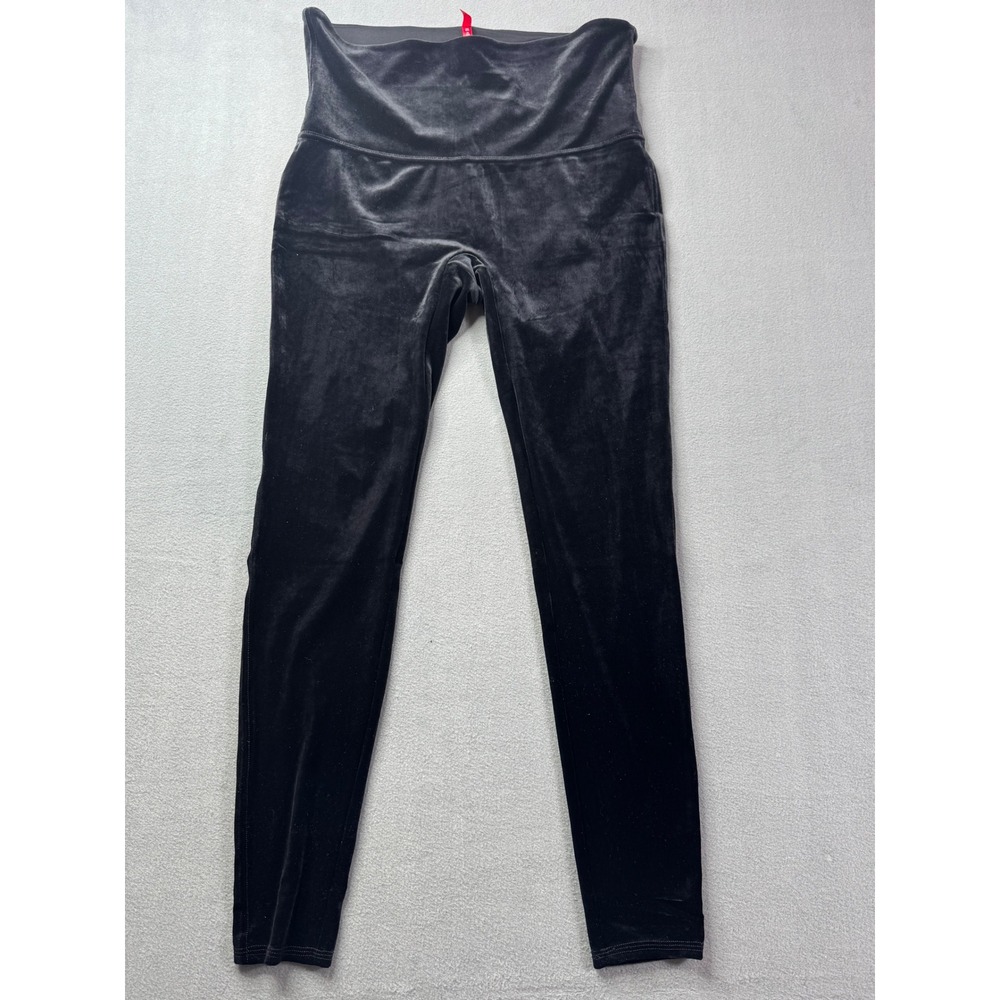 SPANX Velvet High Waisted Black Leggings Sz 1X Luxury Chic Glam Shaping